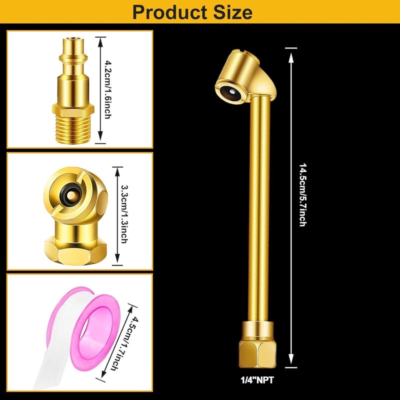 GODESON Heavy Duty Dual Head Air Chuck,Closed Ball Tire Chuck with 1/4 Inch Female NPT and Two Standard Male Quick Plug, Tire Air Fill Kit for Tire Inflator Gauge and Air Compressor - Image 2